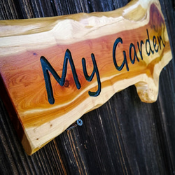 【MUKU】欅の看板「My Garden」方面彫り（送料無料） 2枚目の画像