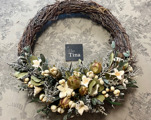 natural christmas wreath ドライフラワー 木の実 リース 大人シックな秋に】ハーブと木の実のリース ドライフラワー リース