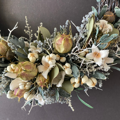 大人シックな秋に】ハーブと木の実のリース ドライフラワー リース