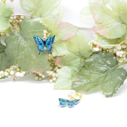 幸せ運ぶ「青い蝶」バネクリップイヤリング 3枚目の画像
