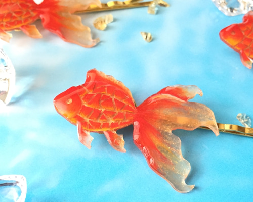 【410】金魚模様のヘアクリップ 410】金魚模様のヘアクリップ