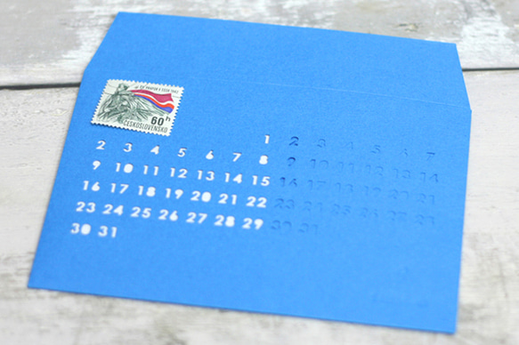 封筒のカレンダー　envelope calendar [ブルー]　 1枚目の画像