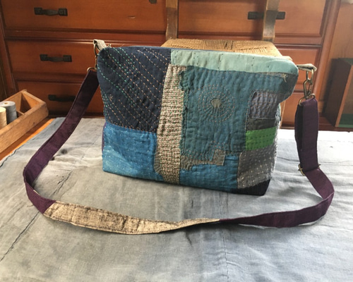 剣道着 ショルダーバッグ ハンドメイド 古布 リメイク 刺し子 菱