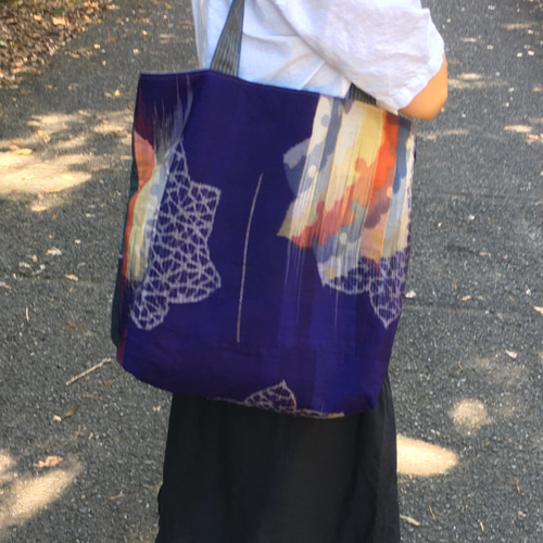 古布つぎはぎトートバック 襤褸 藍染 古着物リメイク トート
