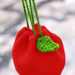 花樣束口手提鉤織編織包 - 蘋果 CB003-002 第4張的照片