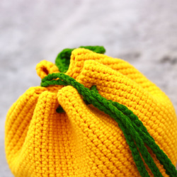 花樣束口手提鉤織編織包 - 柚子 CB003-003 第7張的照片