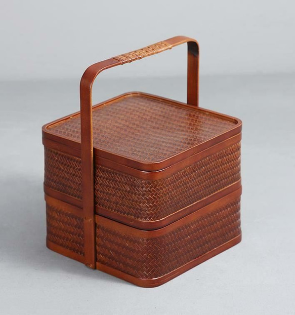【上品】 職人手作り 収納ケース ピクニック 茶道具収納 自然竹の編み上げ 木工、竹工芸