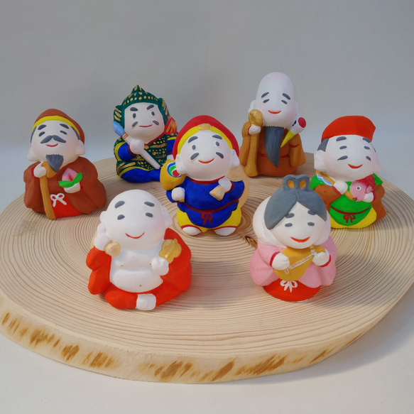 京都人形七福神置物 屏風付き - メルカリ