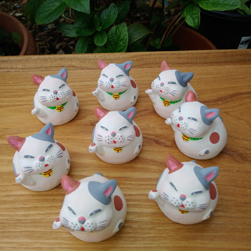 招き猫 ほっこり可愛い手作り素焼き人形 その他人形 林土岐人形 通販
