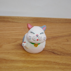 招き猫　ほっこり可愛い手作り素焼き人形 4枚目の画像