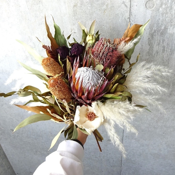 【ボリューム選べる♡】人気の海外花を細かく束ねたブーケ ドライフラワー スワッグ プレゼント 花束 1枚目の画像