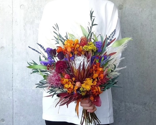 ドライフラワーブライダルブーケ　ネイティブホワイト ドライフラワーブライダルブーケネイティブホワイト