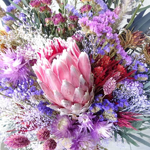 大人気】モーブ＆パープルカラーのおしゃれモダンブーケ♡ ドライ