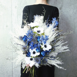 大人気】アネモネ&ブルーホワイトの個性派ブーケ ウェディングブーケ  