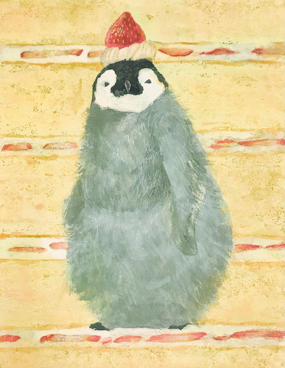 ペンギン/ショート　penguin/piece of cake 日本画 2枚目の画像