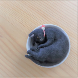 和カップ猫　黒猫　Φ10.5cm★全国発送一律４００円 1枚目の画像