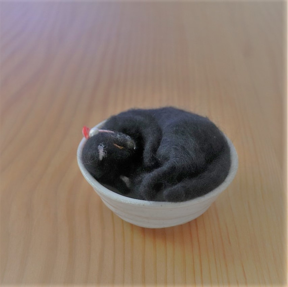 和カップ猫　黒猫　Φ10.5cm★全国発送一律４００円 5枚目の画像