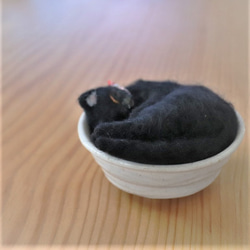 和カップ猫　黒猫　Φ10.5cm★全国発送一律４００円 6枚目の画像