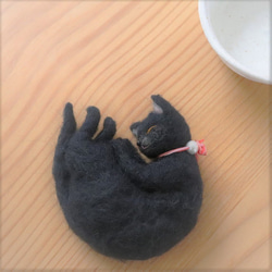 和カップ猫　黒猫　Φ10.5cm★全国発送一律４００円 7枚目の画像
