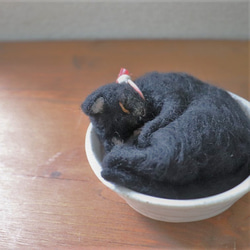 和カップ猫　黒猫　Φ10.5cm★全国発送一律４００円 8枚目の画像