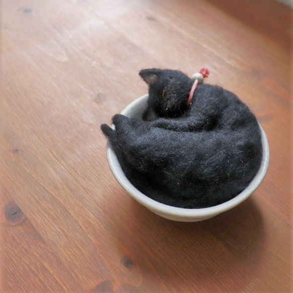 和カップ猫　黒猫　Φ10.5cm★全国発送一律４００円 10枚目の画像