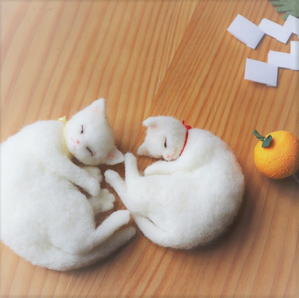 羊毛和紙◆ネコ鏡もち　☆箱入り☆    cc 4枚目の画像