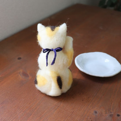 羊毛◆招き猫◆みけ　小皿★全国発送一律４００円 5枚目の画像