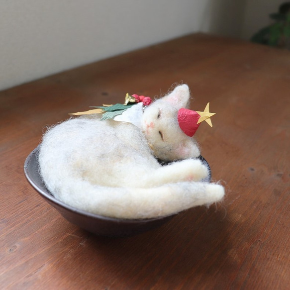 クリスマス猫★　黒さらΦ12.5ｃｍ　 　 3枚目の画像