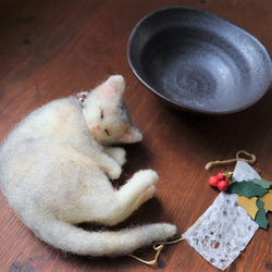クリスマス猫★　黒さらΦ12.5ｃｍ　 　 4枚目の画像