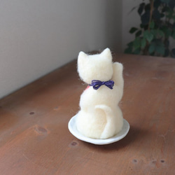 羊毛◆招き猫◆しろ　小皿★全国発送一律４００円 5枚目の画像