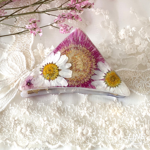 押し花　ヘアクリップ 押し花ヘアクリップ☆オーダー受付中