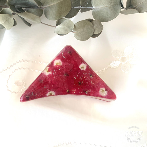 押し花 バンスクリップ 両面デザイン 紫陽花ブルーとピンク ヘア  