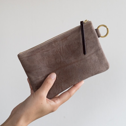 革製品】 Kudu Leather ショルダーポーチ BW クードゥーレザー ダブル