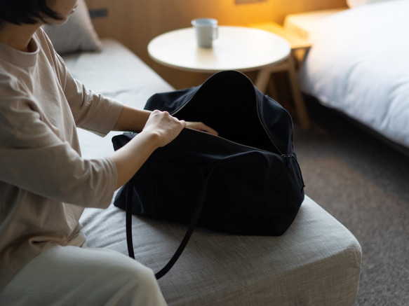 帆布のボストンバッグL ブラック 7枚目の画像