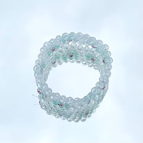 花柄ステッチビーズリング(white) 指輪・リング yuttty 通販 12378805