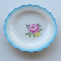 ローズブーケのお皿　ブルー 1枚目の画像