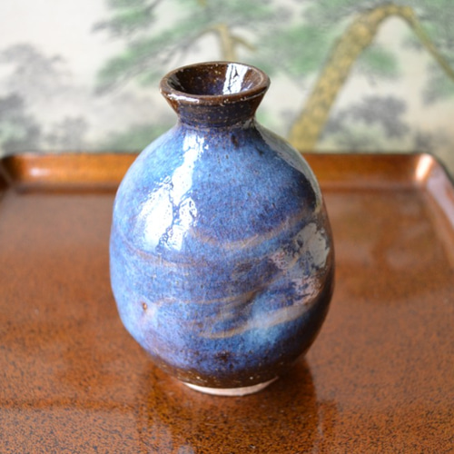 萩焼き お洒落な酒器セット 徳利＋ぐい吞み2個(ブルー