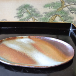 【長皿】 　三彩釉　楕円平皿　＊長皿　★萩焼き 3枚目の画像
