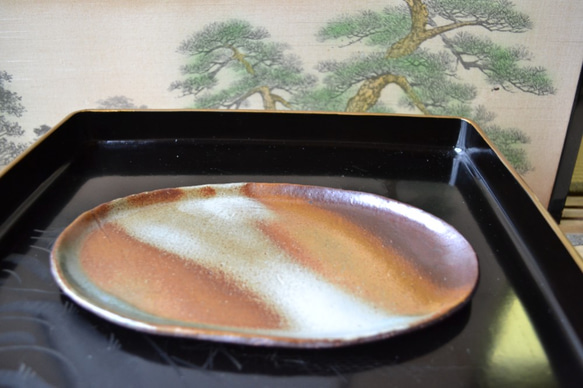【長皿】 　三彩釉　楕円平皿　＊長皿　★萩焼き 3枚目の画像