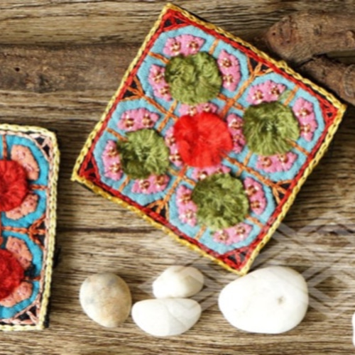 刺繍 コースター ベトナム 手作り かわいい ぬくもり その他キッチン
