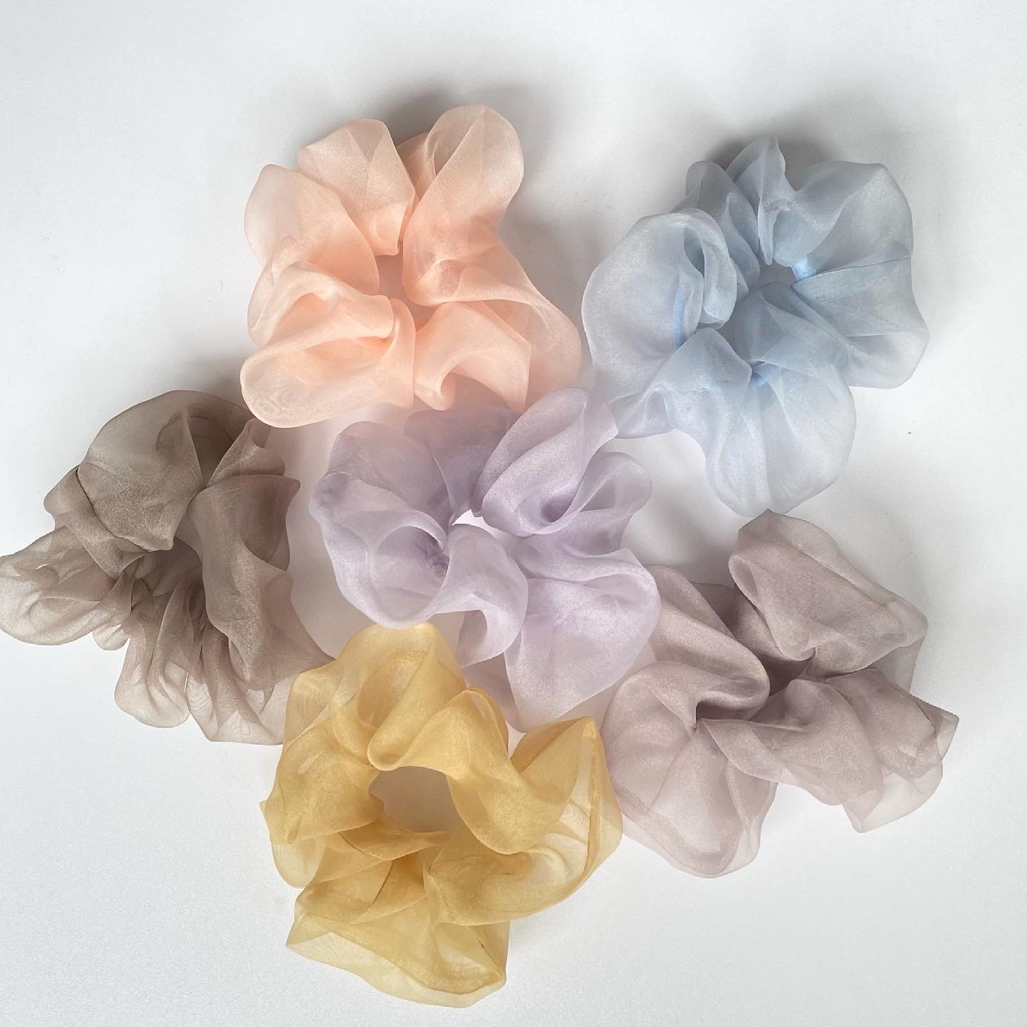 ハンドメイドシュシュM-3826♡花柄オーガンジー♡