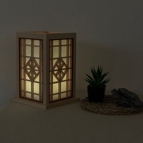 ランプシェード 麻の葉 組子細工インテリア】ハンドメイド スタンド 