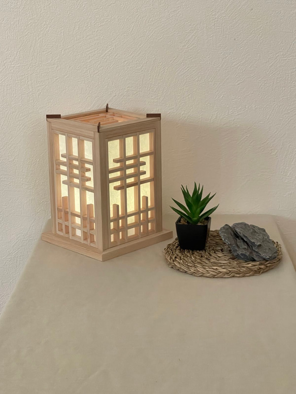 ランプシェード 麻の葉 組子細工インテリア】ハンドメイド スタンド 