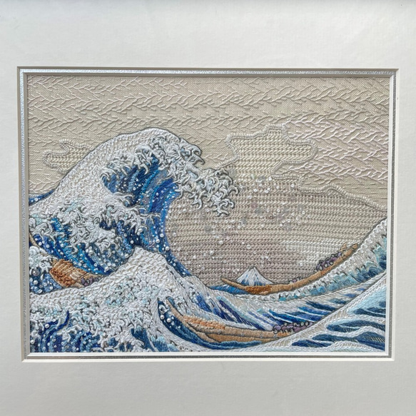 浮世絵ランチバッグ　マチありSサイズ帆布トートバッグ　富嶽三十六景神奈川沖浪裏 7枚目の画像