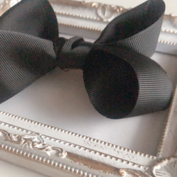 立体ブラック黒リボンのバレッタorポニーフック　発表会結婚式おめかしお出かけプレゼントギフトにも 2枚目の画像