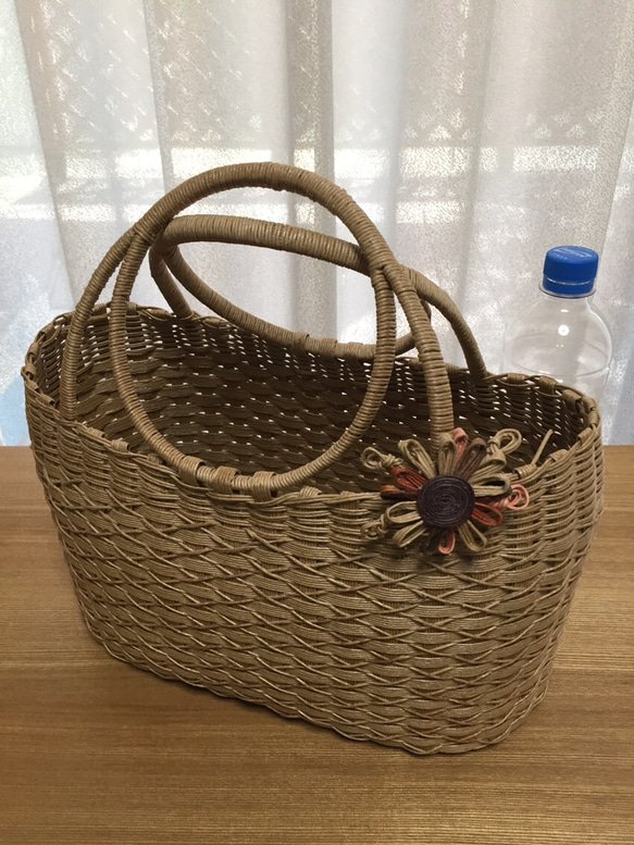 クラフトバンドバッグ＊ノーマルカラー＊シンプルタイプ 花コサージュ