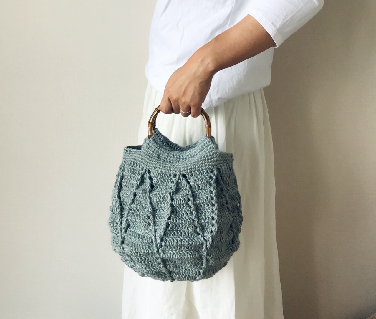 ♡麻ひもバンブーバッグ♡ グレー【送料無料】