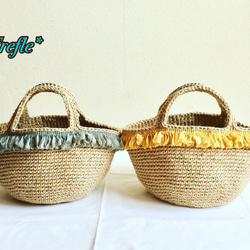 グレーフリルチュール付き かごバッグ♡ 2枚目の画像