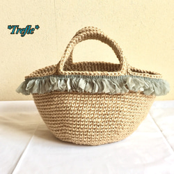 グレーフリルチュール付き かごバッグ♡ 4枚目の画像