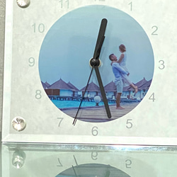 写真入り　名前入り　オリジナル時計　ガラス時計　ミラー時計　ガラス 4枚目の画像